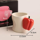 Black & white chili handle cup & saucer set – kitchen coffee mugs