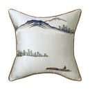 Chinoiserie landscape embroidered cream & blue lumbar pillow cover bedroom