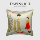 Traditional chinese beauty girl luxury cushion cover living room silk