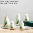 Modern white speckled ceramic bird figurines living room decor