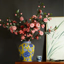 Yellow & blue chinese blue white porcelain jar flower vase living room