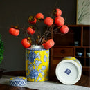 Yellow & blue chinese blue white porcelain jar flower vase living room