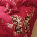 DecorBites™ Chinese Butterfly Flowers Embroidery Wedding Bedding Set - 1000TC Cotton