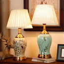 Chinese bird and floral ceramic table lamp cream & blue bedroom