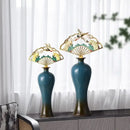 Ornate teal & gold chinese ceramic vase living room decor set