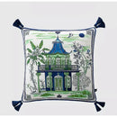 Sage green city landscape velvet pillow cover bedroom decor