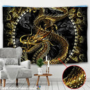 Golden dragon castle totem tapestry bedroom wall hanging decor
