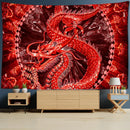 Golden dragon castle totem tapestry bedroom wall hanging decor