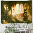 Golden dragon castle totem tapestry bedroom wall hanging decor