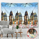 Golden dragon castle totem tapestry bedroom wall hanging decor