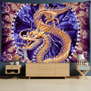 Golden dragon castle totem tapestry bedroom wall hanging decor