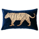 Blue and gold dragon embroidery lumbar pillow cover bedroom decor