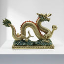Ornate golden chinese dragon resin sculpture living room decor