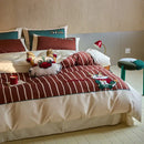 Cartoon reindeer red & white embroidered cotton bedding set bedroom