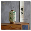 Antique bird & bamboo chinese fabric desk lamp bedroom lantern set