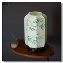 Antique bird & bamboo chinese fabric desk lamp bedroom lantern set