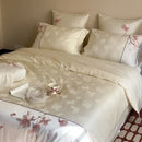 Cream chinese floral embroidery lyocell cotton bedding set bedroom