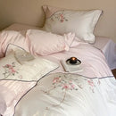 Luxury chinese flowers embroidery ivory bedding set bedroom duvet cover