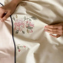 Luxury chinese flowers embroidery ivory bedding set bedroom duvet cover
