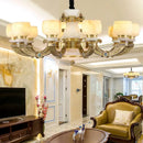 Elegant gold jade chandelier for living room warm glass lighting