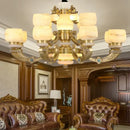 Elegant gold jade chandelier for living room warm glass lighting