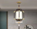 Retro wood and gold chinese lantern chandelier living room light