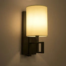 Chinese lantern cloth wall light for bedroom with dark metal sconce