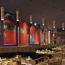 Chinese modern art bamboo pendant light dining room golden leaf leaf