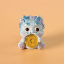 Yellow and turquoise ceramic mythology lion figurines living room decor