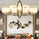 Luxury gold natural jade copper chandelier for living space