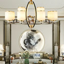 Luxury gold natural jade copper chandelier for living space