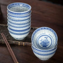 Traditional blue and white chinese orchid dragon bowl dining room cup