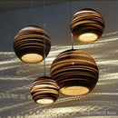 Southeast asian golden ribbed paper pendant light living room
