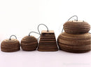 Southeast asian golden ribbed paper pendant light living room