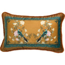 DecorBites™ Chinese Peony Flower & Bird Print Vermilion Pillow Cover