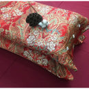 DecorBites™ Chinese Red Satin Cotton Wedding Duvet Set - Luxury Handmade Retro Bedding