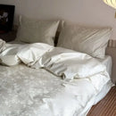 Luxury cream and white floral cotton jacquard duvet cover set bedroom