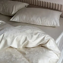 Luxury cream and white floral cotton jacquard duvet cover set bedroom