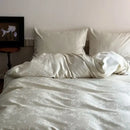 Luxury cream and white floral cotton jacquard duvet cover set bedroom