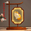 DecorBites™ Chinese Style Embroidered Desk Lamp Decoration Screen - Double-Sided Home Table Decor