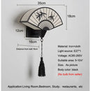 Chinese style black iron fan wall sconce living room decor