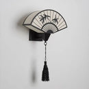 Chinese style black iron fan wall sconce living room decor