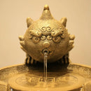 Golden chinese style wealth attracting ornaments living room fountain