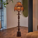 Retro dark brown chinese tassels floor lamp for living room