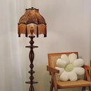 Retro dark brown chinese tassels floor lamp for living room