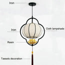 Chinese teahouse lantern chandelier – dining room lotus fabric lamp