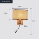 DecorBites™ Chinese Wood LED Wall Lamp for Bedroom Reading, Nordic Fabric Lighting Fixture