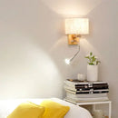 DecorBites™ Chinese Wood LED Wall Lamp for Bedroom Reading, Nordic Fabric Lighting Fixture