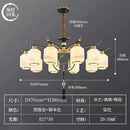 Modern brass chinese zen chandelier with leaf glass for living room
