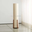 Zen cream cylindrical wooden floor lamp for living room